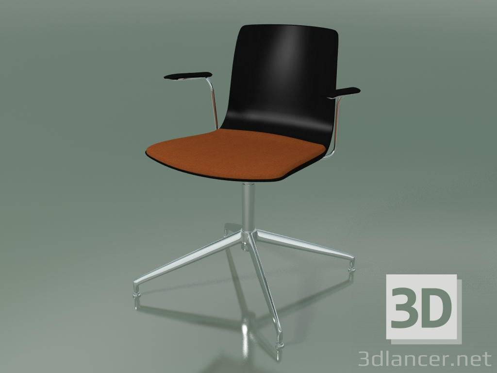 modèle 3D Chaise 5910 (4 pieds, pivotante, avec accoudoirs, avec coussin d'assise, bouleau noir) - preview