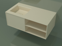 Washbasin with drawer and compartment (06UC524S2, Bone C39, L 96, P 50, H 36 cm)
