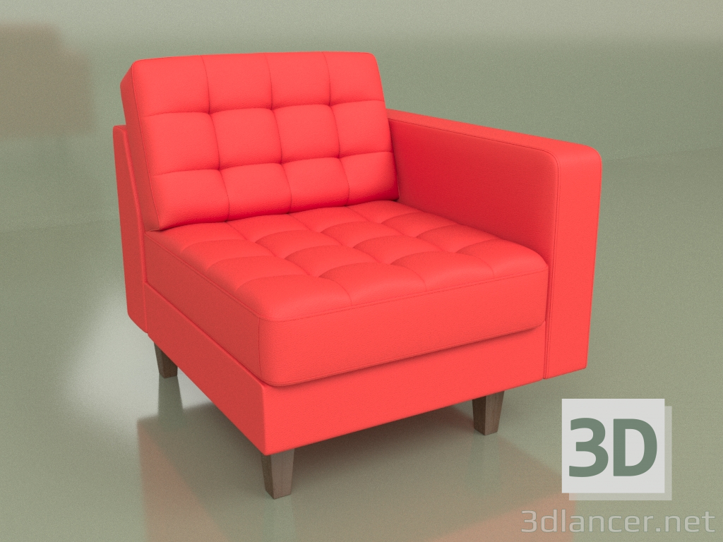 3d модель Секция одноместная левая Космо (Red leather) – превью