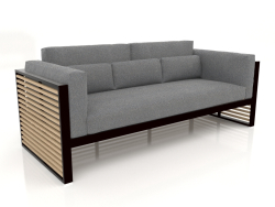 3-Sitzer-Sofa mit hoher Rückenlehne (Schwarz)