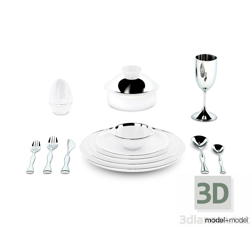 3D modeli yemek takımı - önizleme
