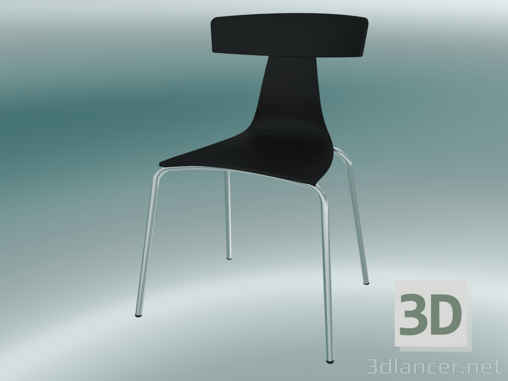 3d модель Стул стекируемый REMO plastic chair (1417-20, plastic black, chrome) – превью