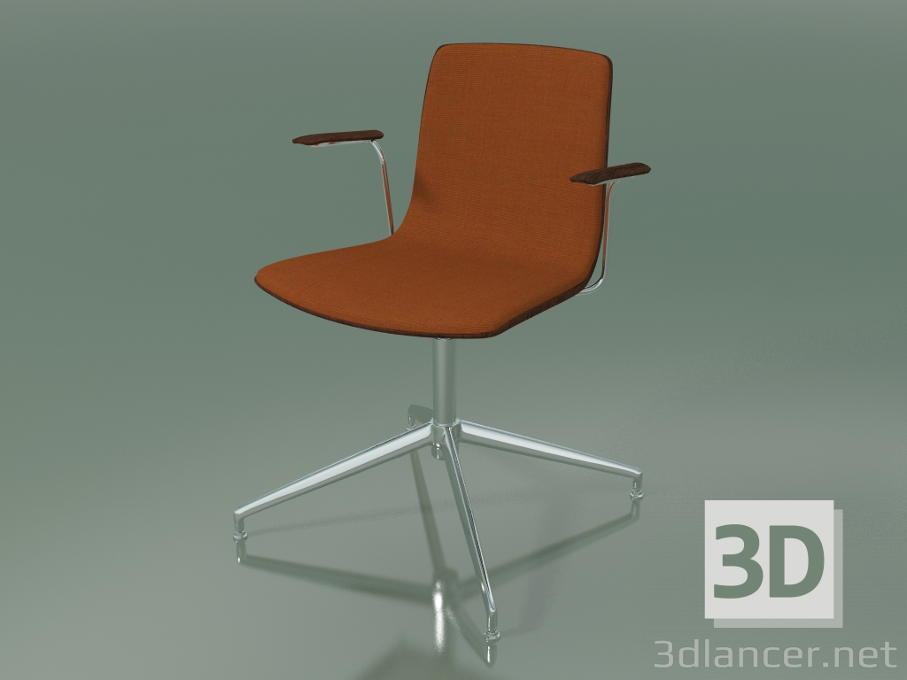 Modelo 3d Cadeira 5911 (4 pés, giratória, com braços, com acabamento frontal, nogueira) - preview