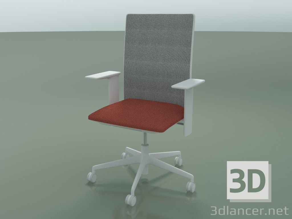 Modelo 3d Cadeira com encosto alto 6502 (5 rodízios, com tela, apoio de braço 3D padrão ajustável, V12) - preview