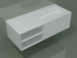 Washbasin with drawer and compartment (06UC724D2, Glacier White C01, L 120, P 50, H 36 cm)