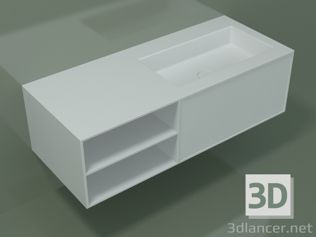 modello 3D Lavabo con cassetto e vano (06UC724D2, Glacier White C01, L 120, P 50, H 36 cm) - anteprima