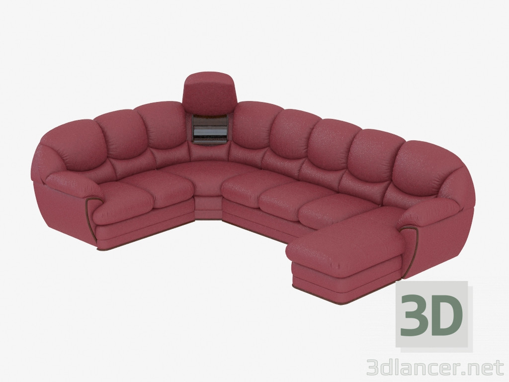 modèle 3D Canapé d'angle en cuir modulaire - preview