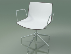 Stuhl 0233 (5 Beine, mit Armlehnen, Chrom, zweifarbiges Polypropylen)