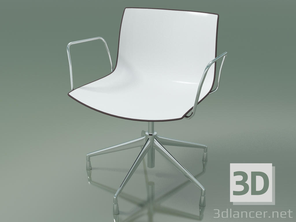 3D Modell Stuhl 0233 (5 Beine, mit Armlehnen, Chrom, zweifarbiges Polypropylen) - Vorschau