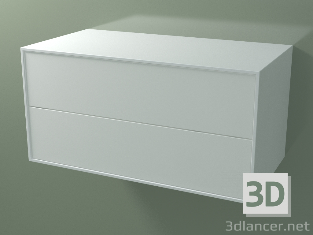 3d model Cajón doble (8AUDCB01, Glacier White C01, HPL P01, L 96, P 50, H 48 cm) - vista previa
