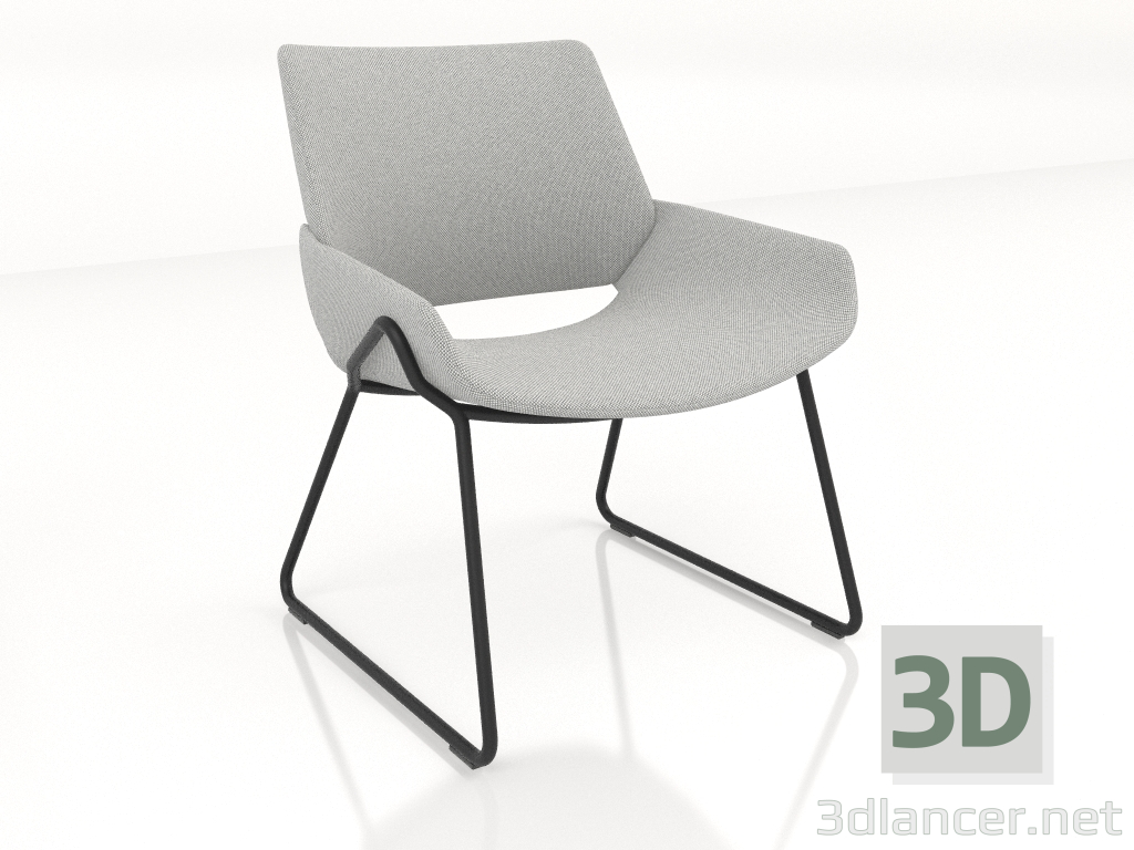 3d model Armchair on metal runners - preview