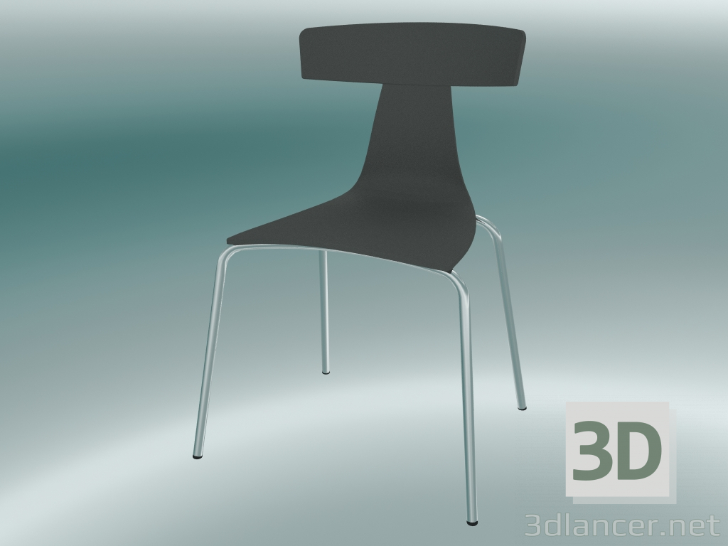 3d модель Стул стекируемый REMO plastic chair (1417-20, plastic basalt grey, chrome) – превью