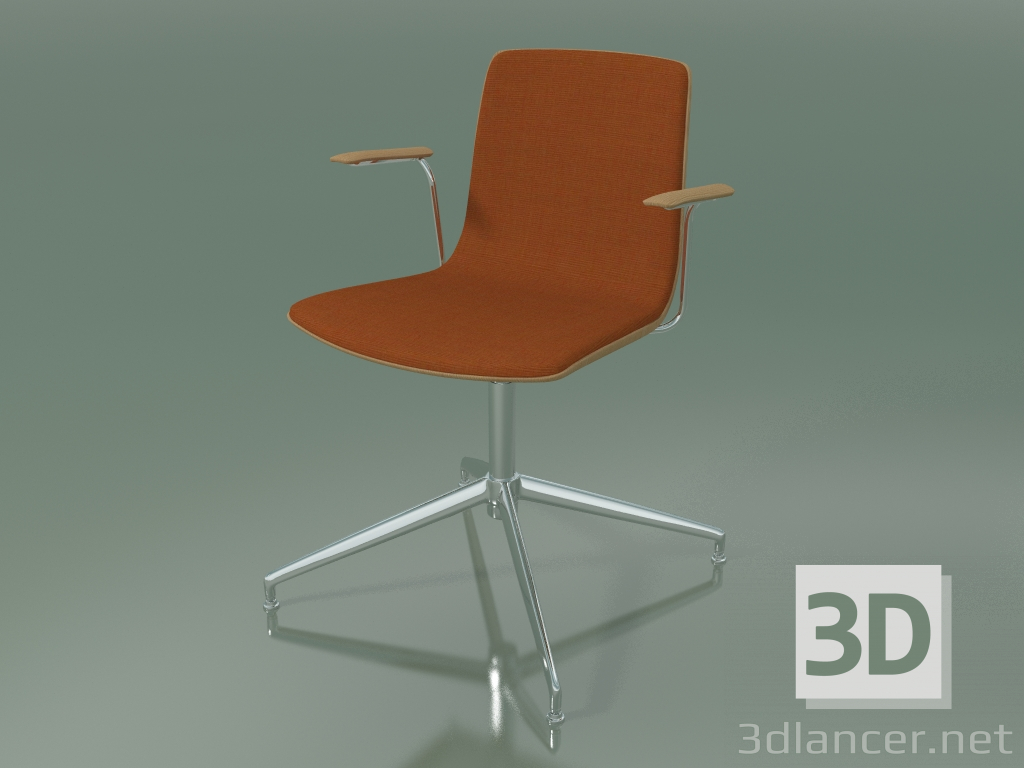 modello 3D Sedia 5911 (4 gambe, girevole, con braccioli, con rivestimento frontale, rovere) - anteprima
