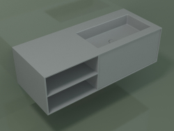 Lavabo avec tiroir et compartiment (06UC724D2, Silver Grey C35, L 120, P 50, H 36 cm)