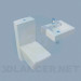 modèle 3D Lavabo et toilette rectangulaire - preview