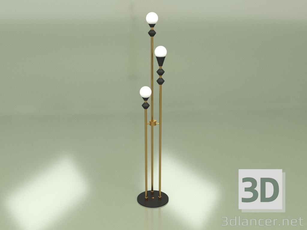 modèle 3D Lampadaire Dome Trio (laiton noir) - preview