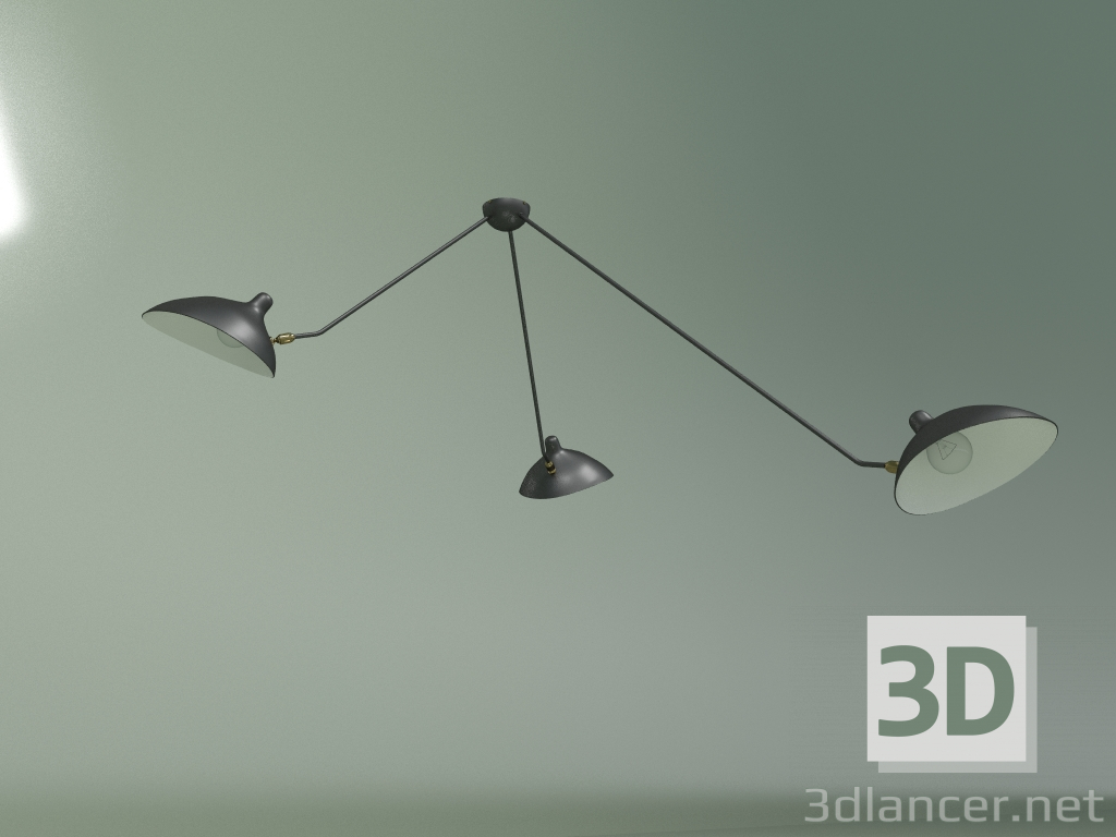 3D modeli Tavan lambası Spider 3 lamba (siyah) - önizleme