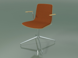 Sandalye 5911 (4 ayak, döner, kolçaklı, ön kaplamalı, doğal huş ağacı)