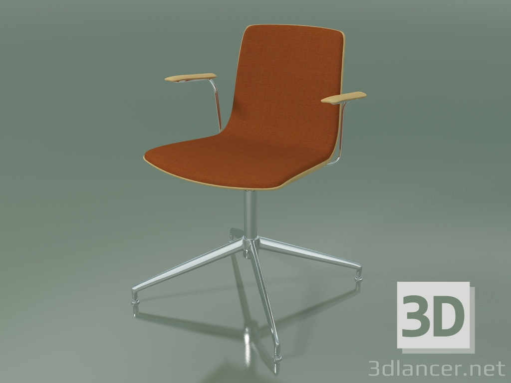 modèle 3D Chaise 5911 (4 pieds, pivotante, avec accoudoirs, avec garniture avant, bouleau naturel) - preview