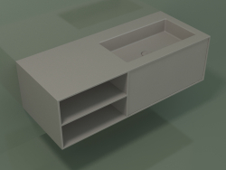 Washbasin with drawer and compartment (06UC724D2, Clay C37, L 120, P 50, H 36 cm)