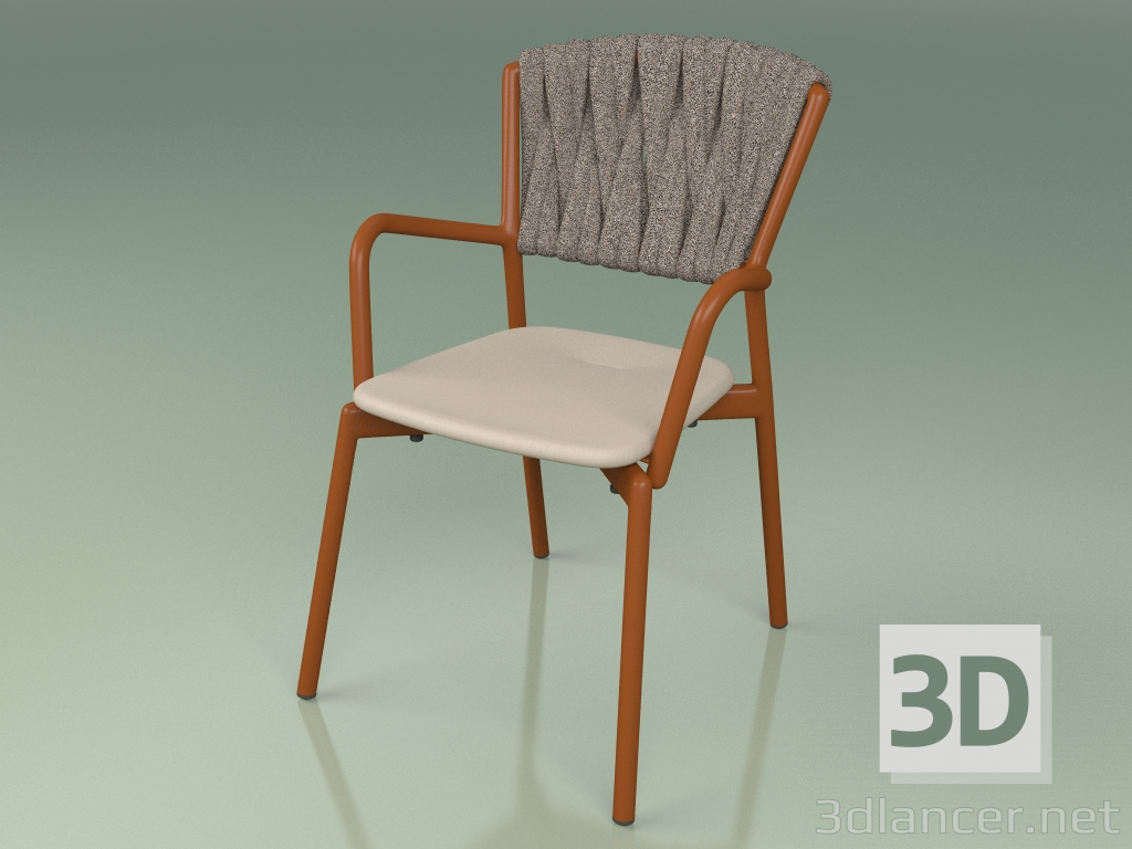 modèle 3D Chaise 221 (Métal Rouille, Polyuréthane Résine Mole, Ceinture Rembourrée Gris-Sable) - preview