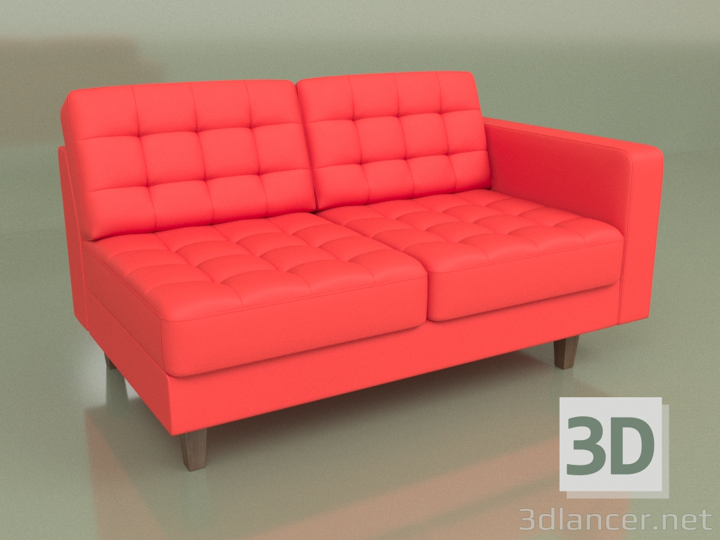 3D Modell Abschnitt doppelt links Cosmo (rotes Leder) - Vorschau