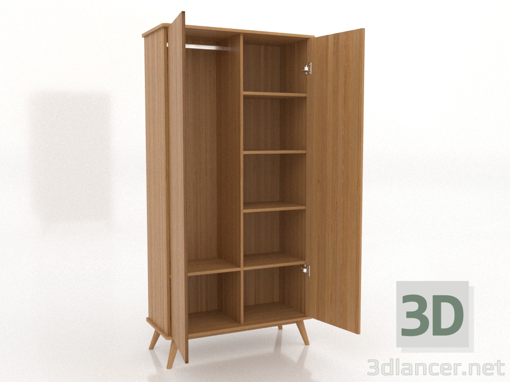 3d модель Шкаф 4 1000х450х2000 мм (открытый, натуральный дуб) – превью 3d модель Шкаф 4 1000х450х2000 мм (открытый, натуральный дуб) – превью
