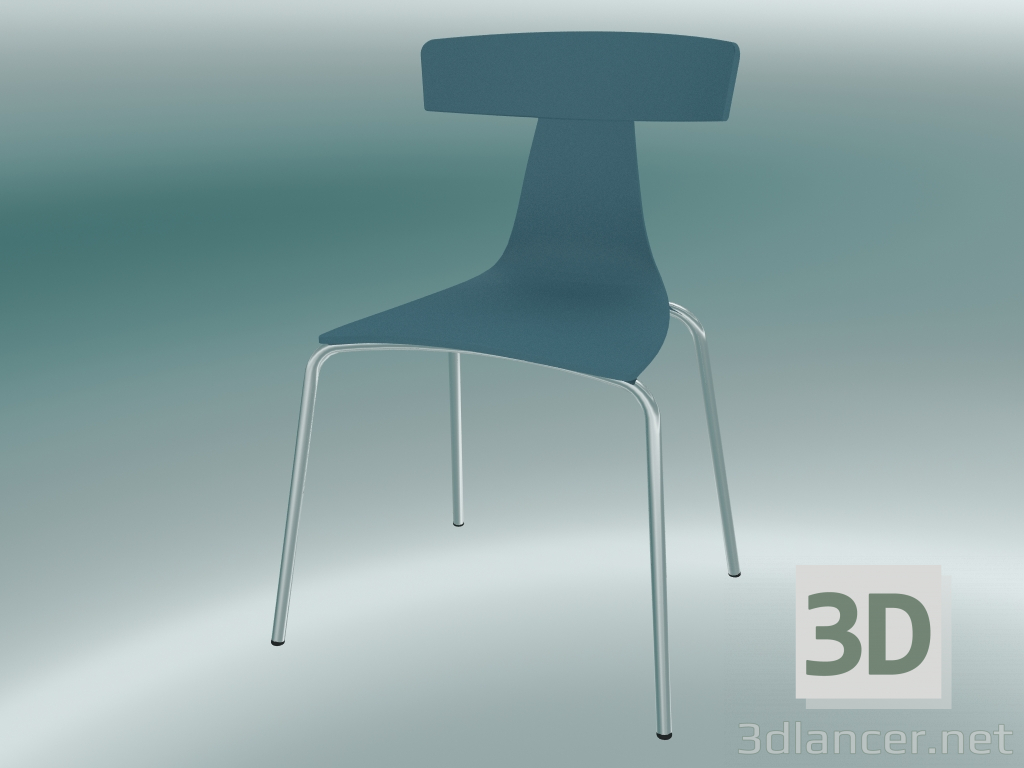 modèle 3D Chaise empilable Chaise en plastique REMO (1417-20, avion en plastique bleu, chrome) - preview
