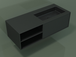 Washbasin with drawer and compartment (06UC724D2, Deep Nocturne C38, L 120, P 50, H 36 cm)