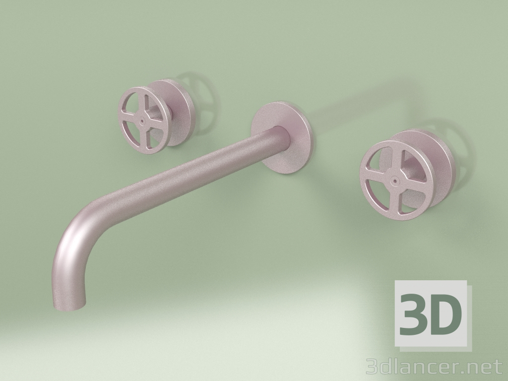 modello 3D Set da parete di 2 miscelatori separati con bocca di erogazione (20 11 V, OR) - anteprima