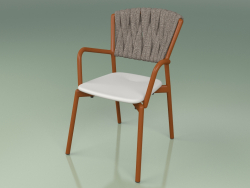 Cadeira 221 (metal ferrugem, resina de poliuretano cinza, cinto acolchoado cinza-areia)