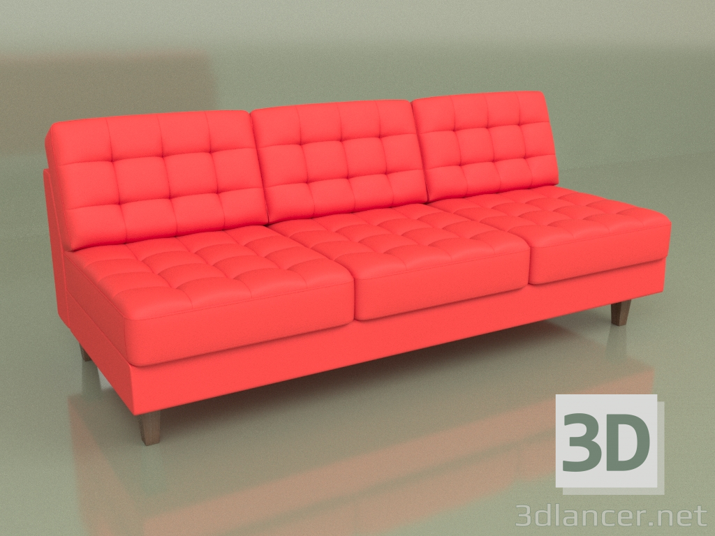 3d модель Секция трехместная Космо (Red leather) – превью