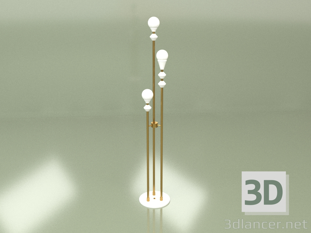 3 डी मॉडल फ्लोर लैंप डोम ट्रियो (सफेद पीतल) - पूर्वावलोकन