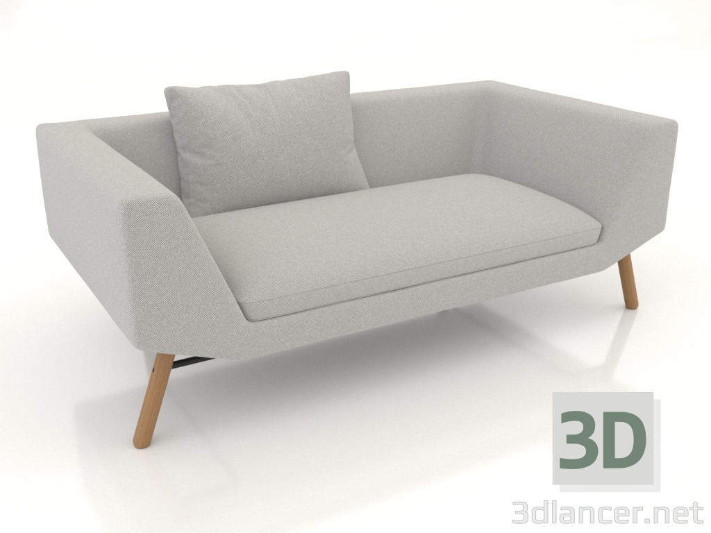 3d model 2-seater sofa (wooden legs) - preview