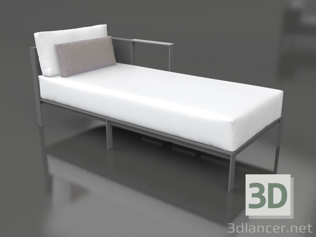 3d model Módulo sofá sección 2 derecha (Antracita) - vista previa