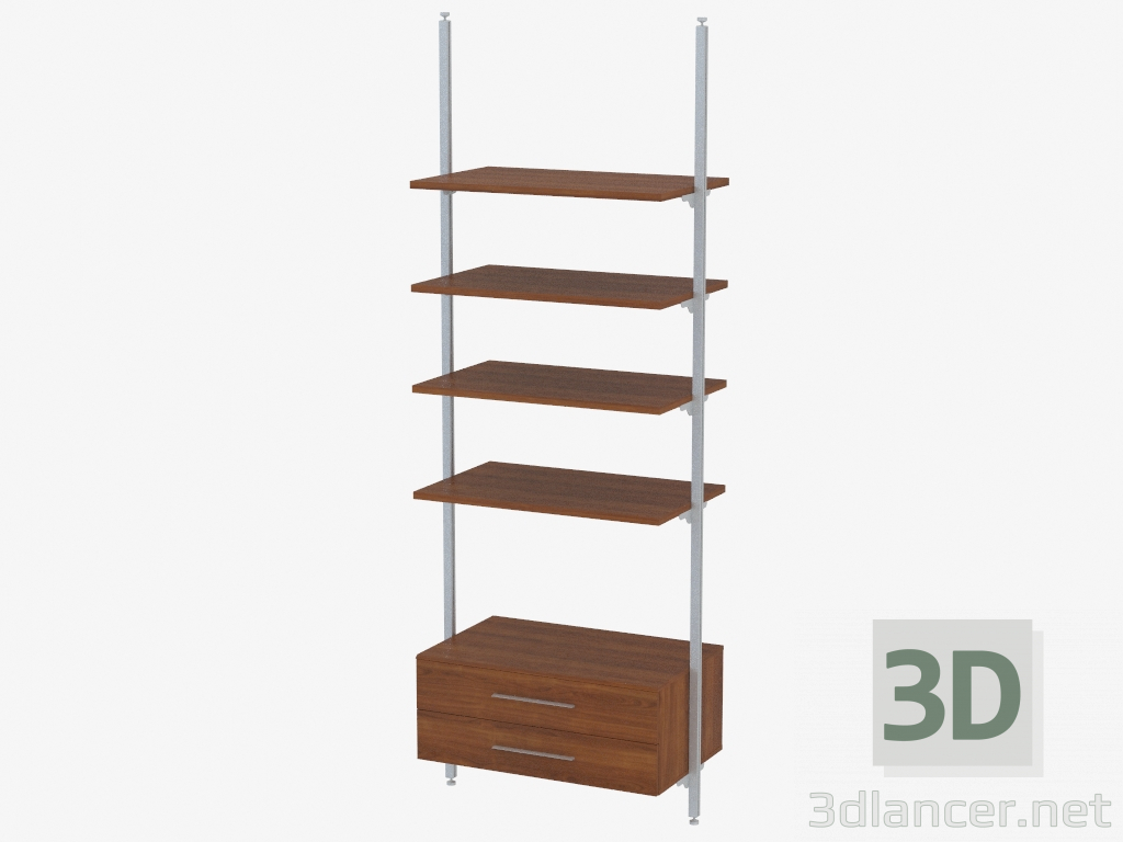 modèle 3D Rack avec quatre étagères et deux tiroirs - preview