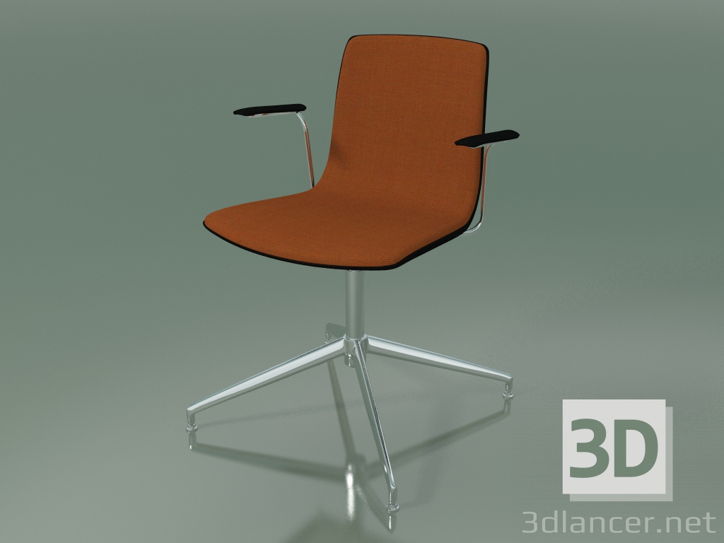 modello 3D Sedia 5911 (4 gambe, girevole, con braccioli, con rivestimento frontale, betulla nera) - anteprima