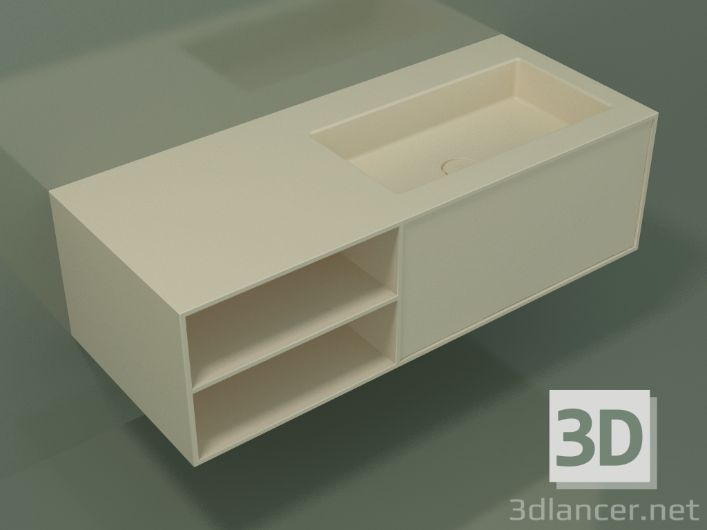 modèle 3D Lavabo avec tiroir et compartiment (06UC724D2, Bone C39, L 120, P 50, H 36 cm) - preview
