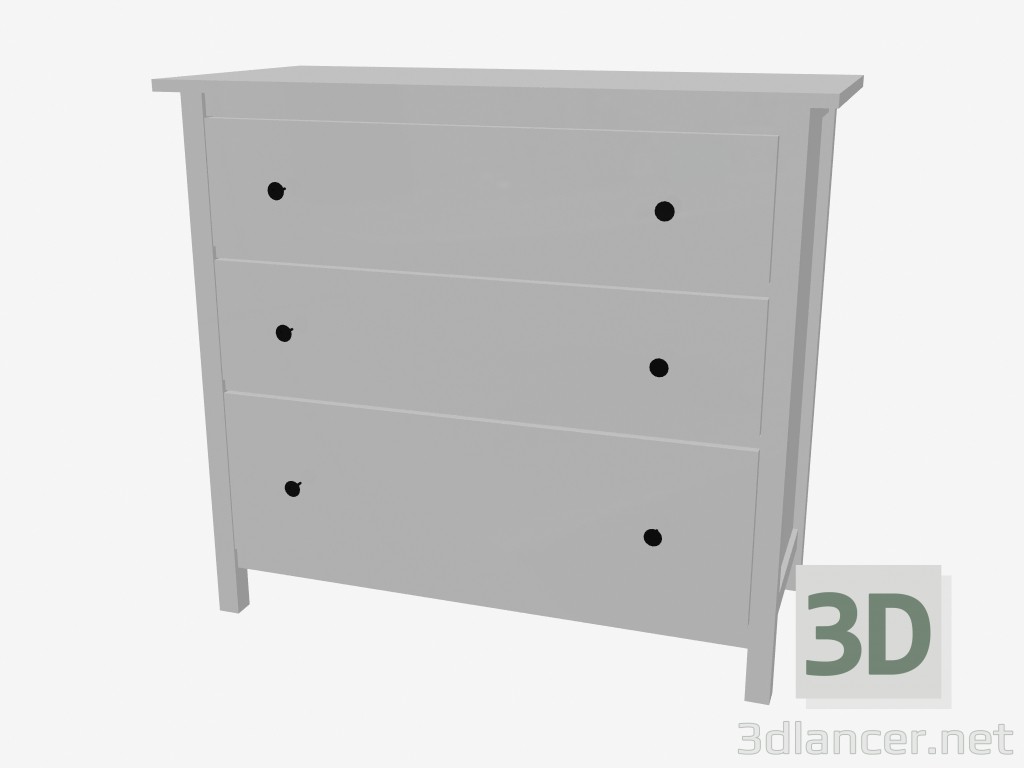 modèle 3D Commode 3 tiroirs - preview