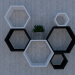 3d Shelf in the form of honeycombs model buy - render