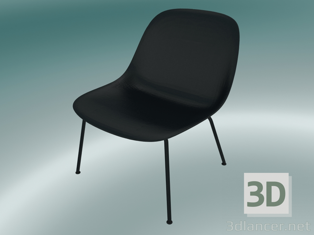 modello 3D Chaise longue con tubi alla base di fibra (nero) - anteprima