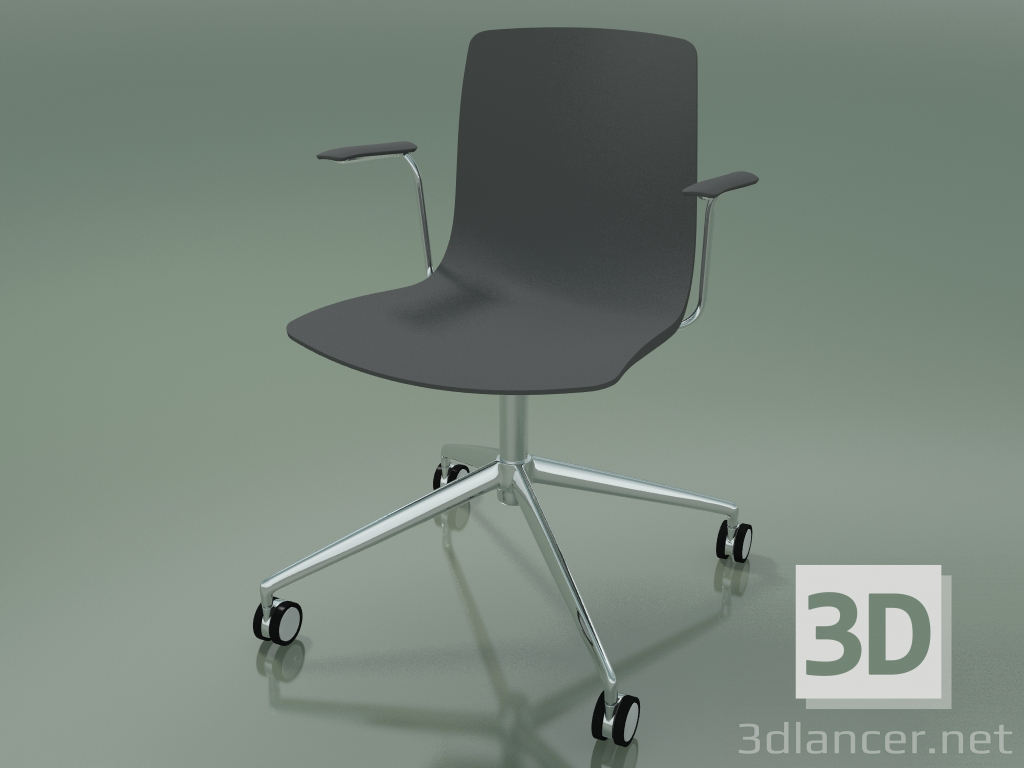 modèle 3D Chaise 5912 (sur roulettes, polypropylène, avec accoudoirs) - preview