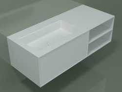Washbasin with drawer and compartment (06UC724S2, Glacier White C01, L 120, P 50, H 36 cm)
