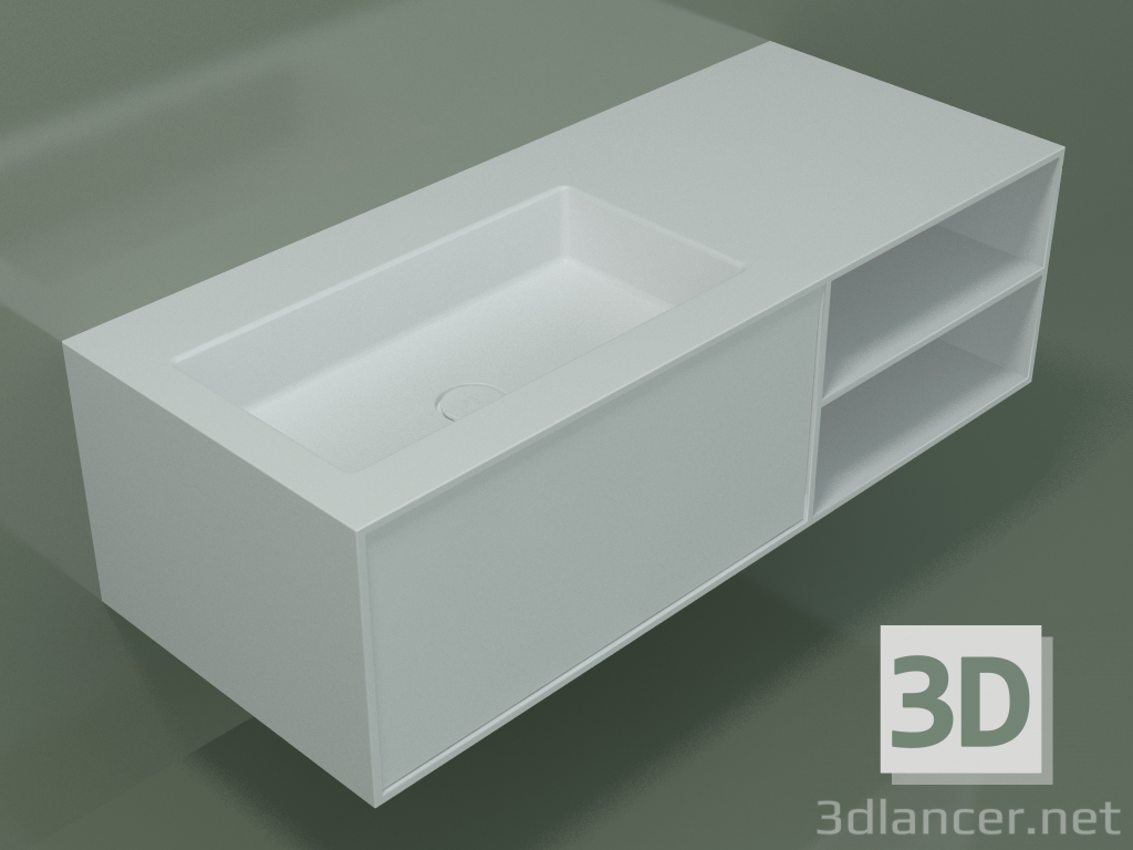 3D Modell Waschbecken mit Schublade und Fach (06UC724S2, Glacier White C01, L 120, P 50, H 36 cm) - Vorschau