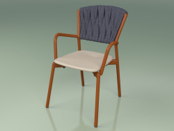 Chair 221 (Metal Rouille, Polyuréthane Résine Taupe, Ceinture Rembourrée Gris-Bleu)