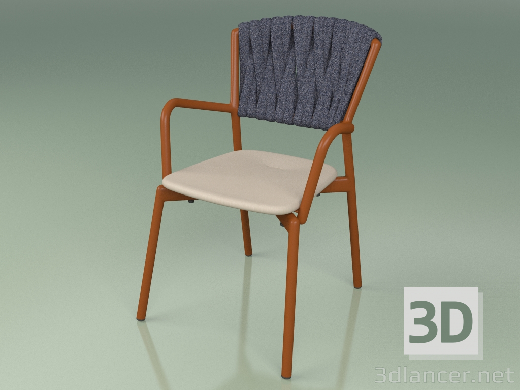 modèle 3D Chair 221 (Metal Rouille, Polyuréthane Résine Taupe, Ceinture Rembourrée Gris-Bleu) - preview
