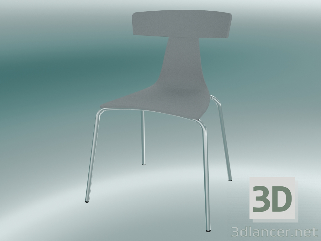 modello 3D Sedia impilabile REMO sedia in plastica (1417-20, plastica grigio segnale, cromo) - anteprima