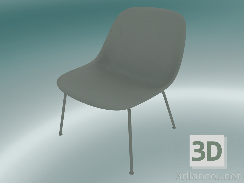 modello 3D Chaise longue con tubi alla base di fibra (grigio) - anteprima