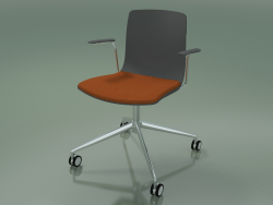 Chair 5913 (on casters, polypropylene, with a cushion in the seat, with armrests)