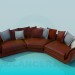 3d model Semicircular sofa with cushions - preview